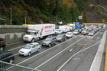 One of our moving trucks in BC at the Tsawwassen to Swartz Bay Ferry Terminal waiting to cross over to Vancouver Island